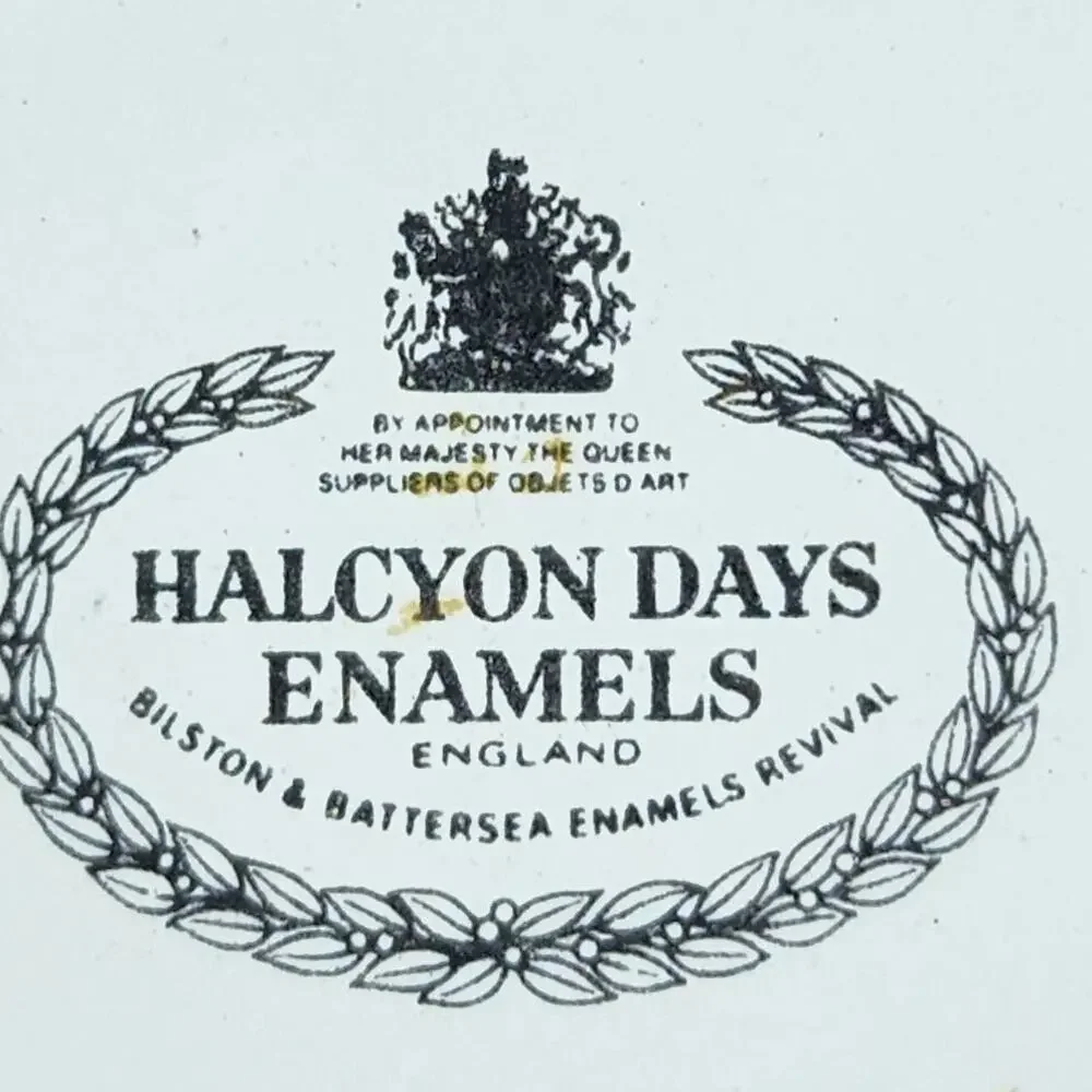 Halcyon Days 1990 Enamel Trinket Box Vintage Floral